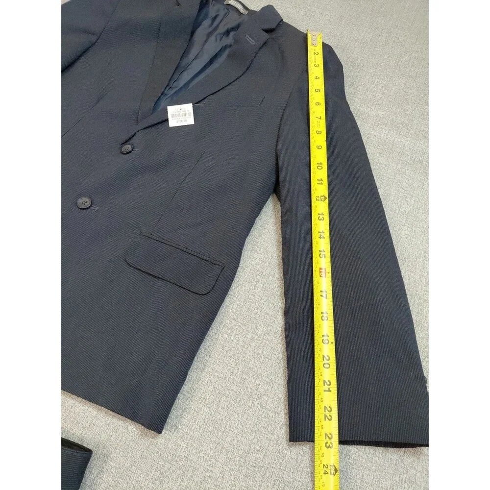 Van Heusen Boys Navy Blue Two Piece Suit Jacket Blazer Pants Size 16 H Husky